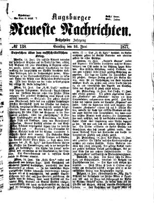 Augsburger neueste Nachrichten Samstag 16. Juni 1877
