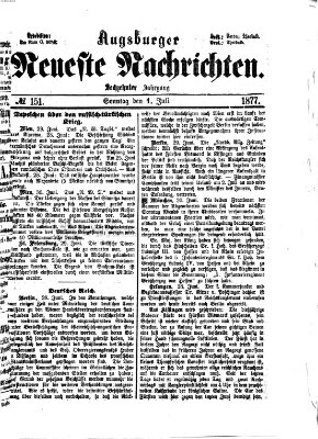 Augsburger neueste Nachrichten Sonntag 1. Juli 1877