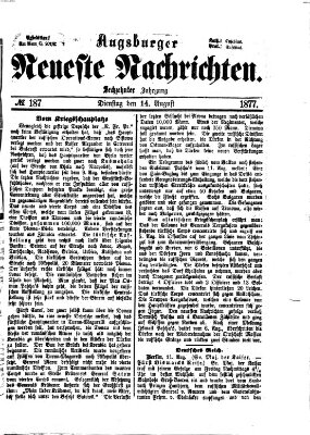 Augsburger neueste Nachrichten Dienstag 14. August 1877