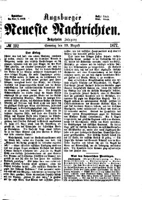 Augsburger neueste Nachrichten Sonntag 19. August 1877