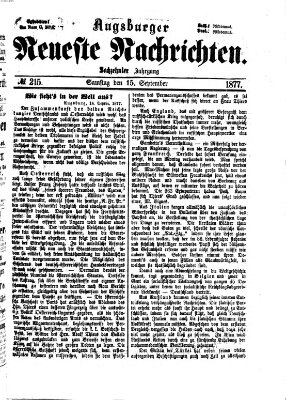 Augsburger neueste Nachrichten Samstag 15. September 1877