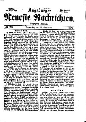 Augsburger neueste Nachrichten Donnerstag 20. September 1877