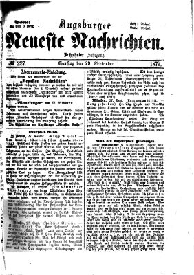 Augsburger neueste Nachrichten Samstag 29. September 1877