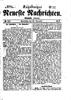 Augsburger neueste Nachrichten Donnerstag 22. November 1877
