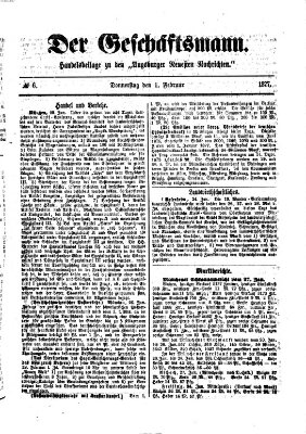 Der Geschäftsmann (Augsburger neueste Nachrichten) Donnerstag 1. Februar 1877