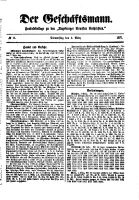 Der Geschäftsmann (Augsburger neueste Nachrichten) Donnerstag 8. März 1877
