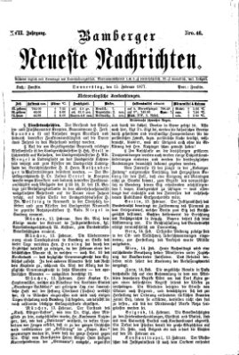 Bamberger neueste Nachrichten Donnerstag 15. Februar 1877