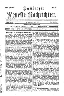 Bamberger neueste Nachrichten Freitag 6. April 1877