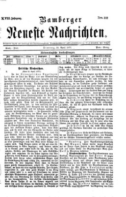 Bamberger neueste Nachrichten Dienstag 24. April 1877