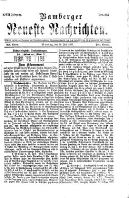 Bamberger neueste Nachrichten Montag 30. Juli 1877