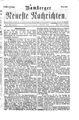 Bamberger neueste Nachrichten Donnerstag 1. November 1877