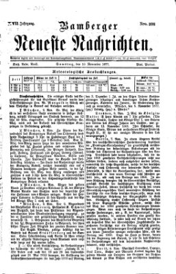 Bamberger neueste Nachrichten Samstag 10. November 1877