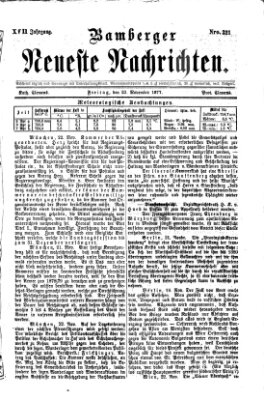 Bamberger neueste Nachrichten Freitag 23. November 1877