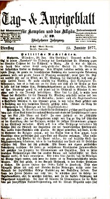 Tag- und Anzeigeblatt für Kempten und das Allgäu Dienstag 23. Januar 1877
