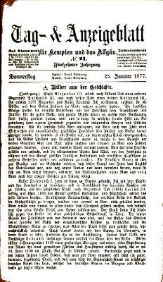 Tag- und Anzeigeblatt für Kempten und das Allgäu Donnerstag 25. Januar 1877