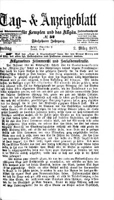 Tag- und Anzeigeblatt für Kempten und das Allgäu Freitag 2. März 1877