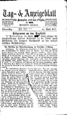 Tag- und Anzeigeblatt für Kempten und das Allgäu Donnerstag 26. April 1877