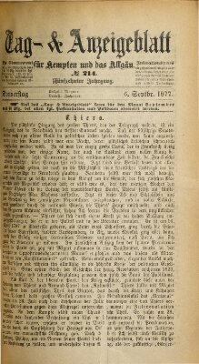 Tag- und Anzeigeblatt für Kempten und das Allgäu Donnerstag 6. September 1877