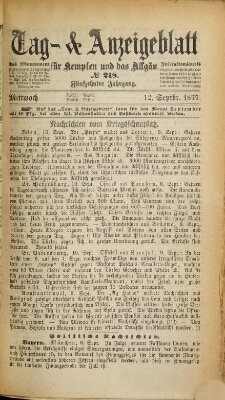 Tag- und Anzeigeblatt für Kempten und das Allgäu Mittwoch 12. September 1877