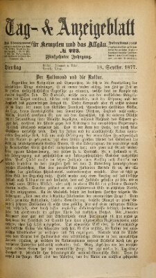 Tag- und Anzeigeblatt für Kempten und das Allgäu Dienstag 18. September 1877