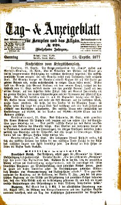 Tag- und Anzeigeblatt für Kempten und das Allgäu Sonntag 23. September 1877