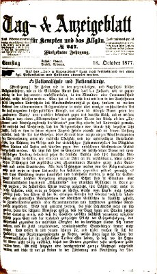 Tag- und Anzeigeblatt für Kempten und das Allgäu Samstag 13. Oktober 1877