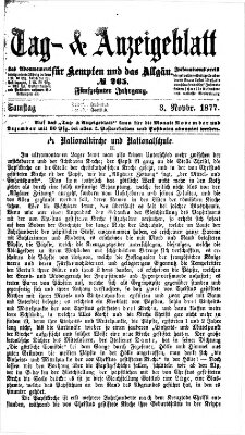 Tag- und Anzeigeblatt für Kempten und das Allgäu Samstag 3. November 1877