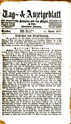 Tag- und Anzeigeblatt für Kempten und das Allgäu Samstag 24. November 1877