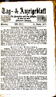 Tag- und Anzeigeblatt für Kempten und das Allgäu Sonntag 25. November 1877