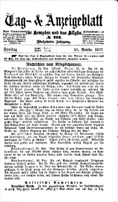 Tag- und Anzeigeblatt für Kempten und das Allgäu Freitag 30. November 1877