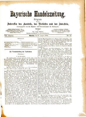 Bayerische Handelszeitung Samstag 31. August 1878