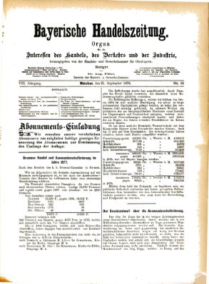 Bayerische Handelszeitung Samstag 21. September 1878