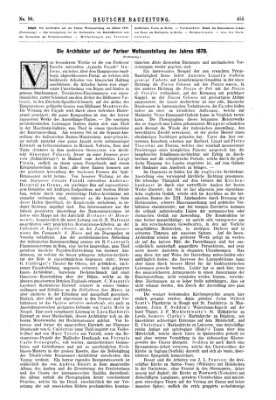 Deutsche Bauzeitung 〈Berlin〉 Samstag 9. November 1878