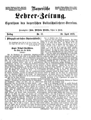 Bayerische Lehrerzeitung Freitag 26. April 1878