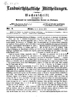 Landwirthschaftliche Mittheilungen Sonntag 6. Januar 1878