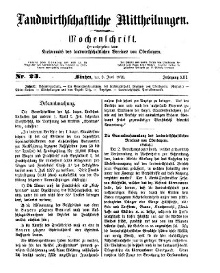 Landwirthschaftliche Mittheilungen Sonntag 9. Juni 1878