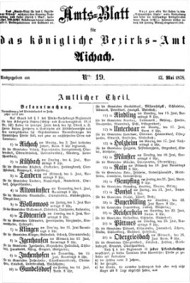 Amtsblatt für das Bezirksamt und Amtsgericht Aichach Sonntag 12. Mai 1878