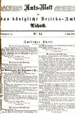 Amtsblatt für das Bezirksamt und Amtsgericht Aichach Sonntag 3. November 1878