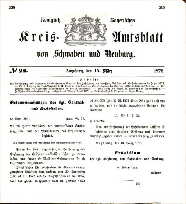 Königlich Bayerisches Kreis-Amtsblatt von Schwaben und Neuburg Freitag 15. März 1878
