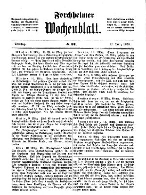Amtsblatt für die Königlichen Bezirksämter Forchheim und Ebermannstadt sowie für die Königliche Stadt Forchheim Dienstag 12. März 1878