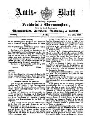 Amtsblatt für die Königlichen Bezirksämter Forchheim und Ebermannstadt sowie für die Königliche Stadt Forchheim Samstag 23. März 1878