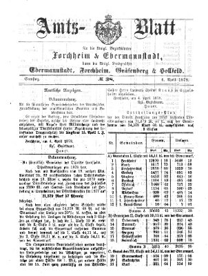 Amtsblatt für die Königlichen Bezirksämter Forchheim und Ebermannstadt sowie für die Königliche Stadt Forchheim Samstag 6. April 1878