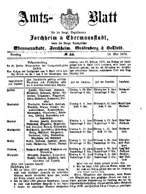 Amtsblatt für die Königlichen Bezirksämter Forchheim und Ebermannstadt sowie für die Königliche Stadt Forchheim Samstag 18. Mai 1878