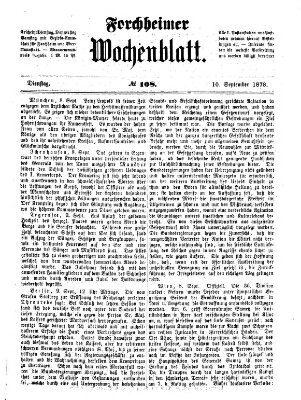 Amtsblatt für die Königlichen Bezirksämter Forchheim und Ebermannstadt sowie für die Königliche Stadt Forchheim Dienstag 10. September 1878