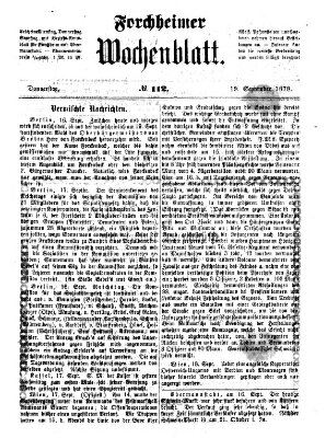 Amtsblatt für die Königlichen Bezirksämter Forchheim und Ebermannstadt sowie für die Königliche Stadt Forchheim Donnerstag 19. September 1878
