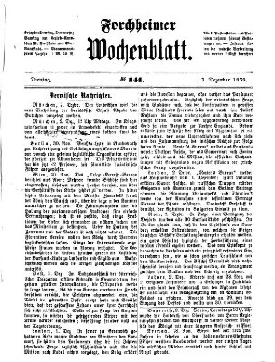 Amtsblatt für die Königlichen Bezirksämter Forchheim und Ebermannstadt sowie für die Königliche Stadt Forchheim Dienstag 3. Dezember 1878