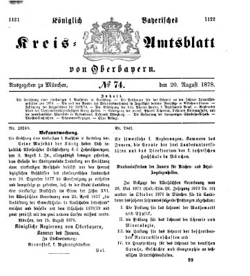 Königlich-bayerisches Kreis-Amtsblatt von Oberbayern (Münchner Intelligenzblatt) Dienstag 20. August 1878