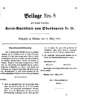 Königlich-bayerisches Kreis-Amtsblatt von Oberbayern (Münchner Intelligenzblatt) Dienstag 19. März 1878