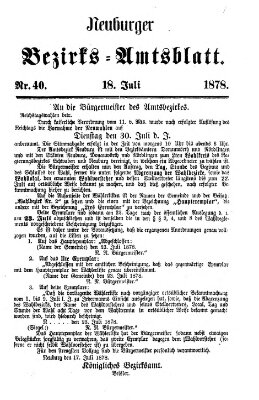 Neuburger Bezirks-Amtsblatt Donnerstag 18. Juli 1878