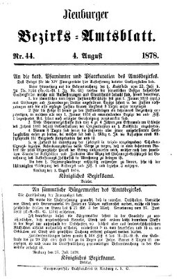 Neuburger Bezirks-Amtsblatt Sonntag 4. August 1878